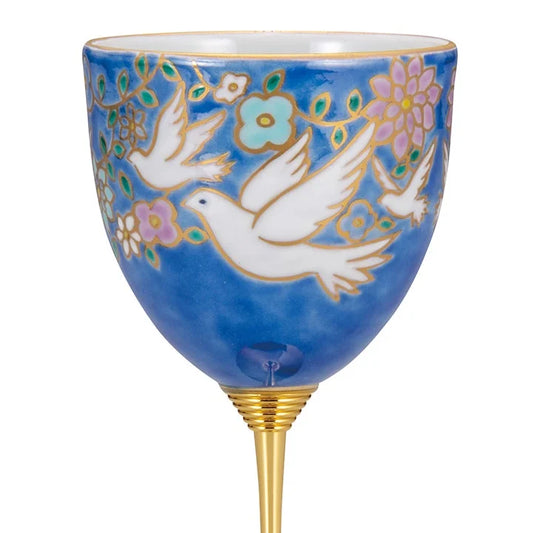 JAPANESE KUTANI WARE WINE CUP WHITE DOVE – HANDCRAFTED TRADITIONAL PORCELAIN