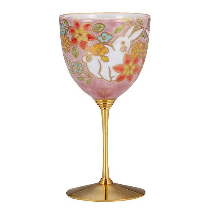 JAPANESE WINE GLASS KUTANI WHITE RABBIT