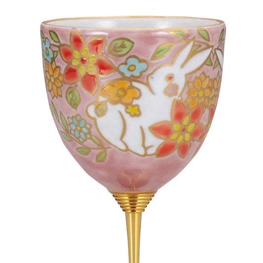 JAPANESE WINE GLASS KUTANI WHITE RABBIT