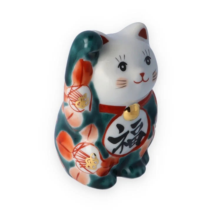 KUTANI WARE LUCKY CAT(MANEKI NEKO) YUSAI TUBAKI( RIGHT HAND)/KOKUZOU KLIN