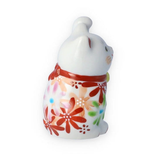KUTANI WARE LUCKY CAT(MANEKI NEKO) FLOWER UTAGE RED / KOKUZOU KLIN