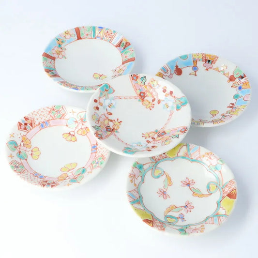 JAPANESE KUTANI PORCELAIN SMALL PLATE “SONG OF SPRING” BY GINSYUU KILN