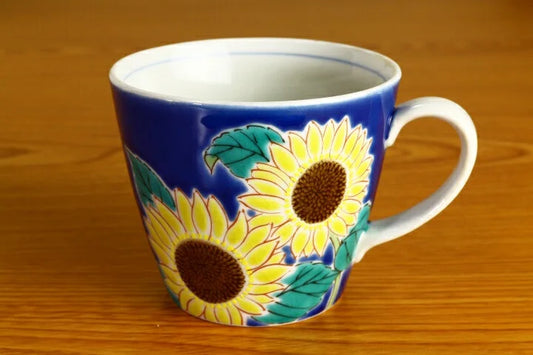KUTANI WARE MUG FLOWERS OF THE FOUR SEASONS HIMAWARI /SEIKOU KLIN