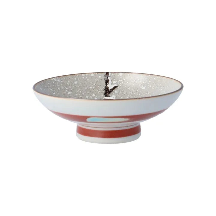 JAPANESE KUTANI PORCELAIN SAKAZUKI “TWO SPARROWS IN SNOW” – HAND-PAINTED BY TOSHITO NAKAMURA, WITH WOODEN GIFT BOX