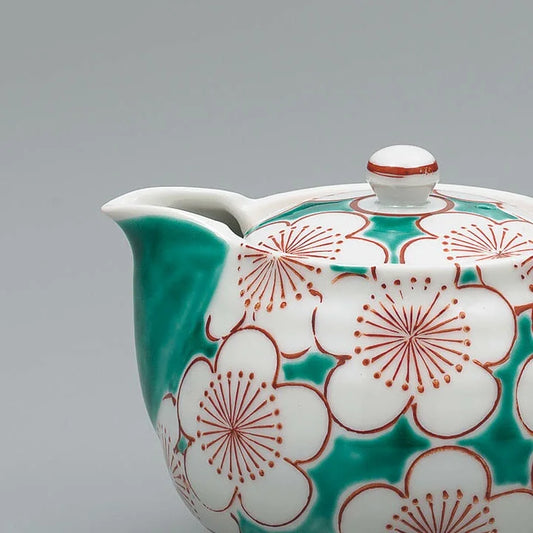 KUTANI JAPANESE TEAPOT GREEN UME PLUMS
