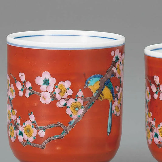 KUTANI JAPANESE YUNOMI SET TEACUP PLUM