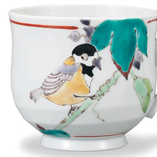 KUTANI WARE MUG CUP WILD GRAPES AND MOUNTAIN TIT / TAISHI KLIN