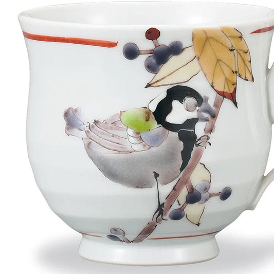 KUTANI WARE MUG CUP MURASAKI SHIKIBU AND JAPANESE TIT/ TAISHI KLIN