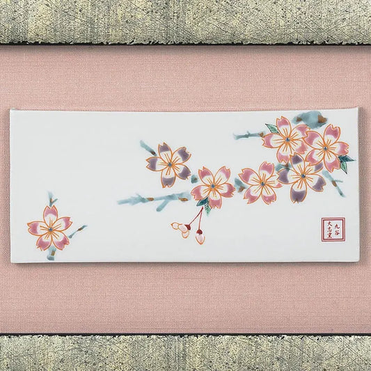 KUTANI WARE CERAMIC PLAQUE SAKURA