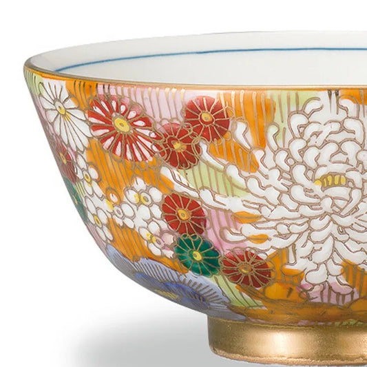 JAPANESE RICE BOWL KUTANI KIN-HANZUME DESIGN