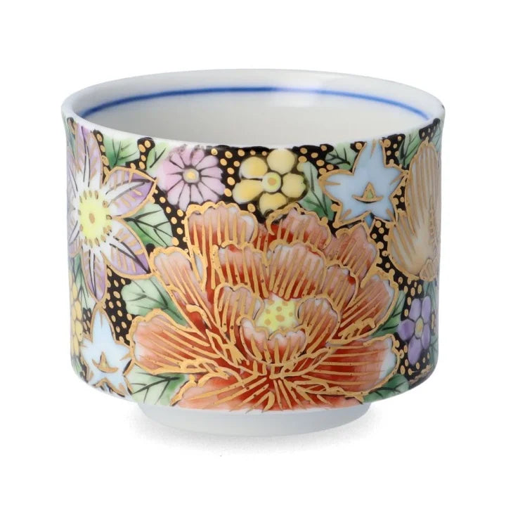 JAPANESE KUTANI GUINOMI - KIN HANAZUME BLACK SAKE CUP BY TAISHI KLIN