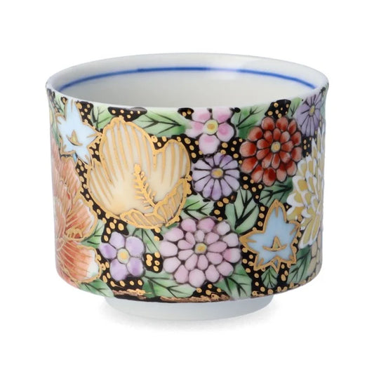 JAPANESE KUTANI GUINOMI - KIN HANAZUME BLACK SAKE CUP BY TAISHI KLIN