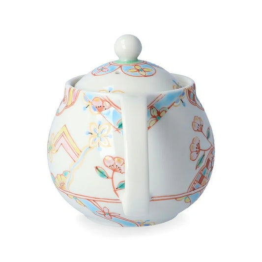 KUTANI WARE ROUND POT(LIGHT BLUE GARDEN) /GINSYUU KILN