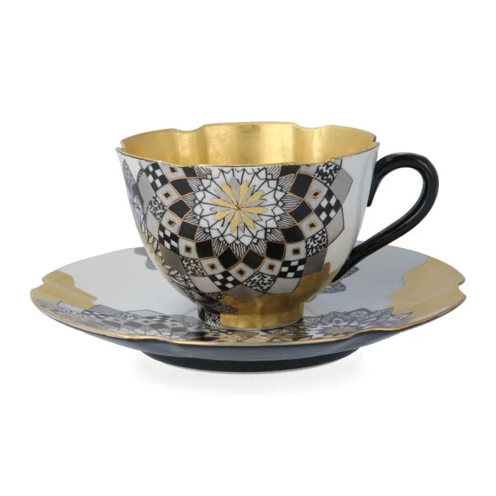 KUTANI WARE CUP & SAUCER KIN HAKUKIN SAIBYO SAI/SHUNJIRO ISHITOMI