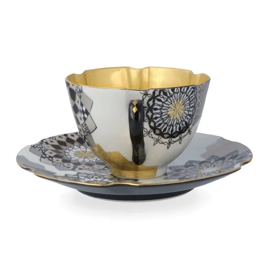 KUTANI WARE CUP & SAUCER KIN HAKUKIN SAIBYO SAI/SHUNJIRO ISHITOMI