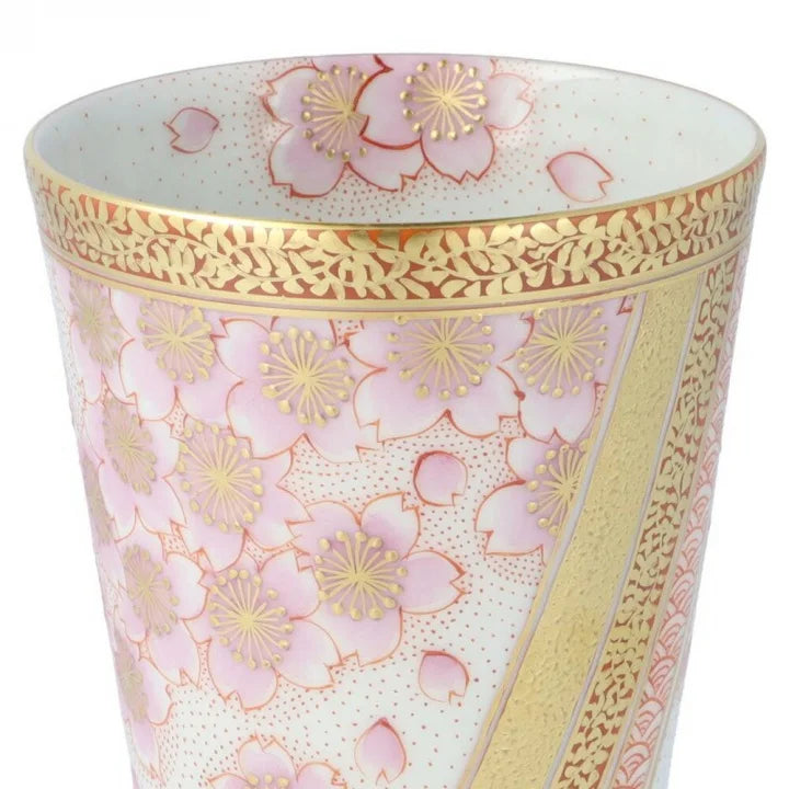 JAPANESE KUTANI TUMBLER - KINRANDE CHERRY BLOSSOM CREST/YOSHINORI FUKUDA