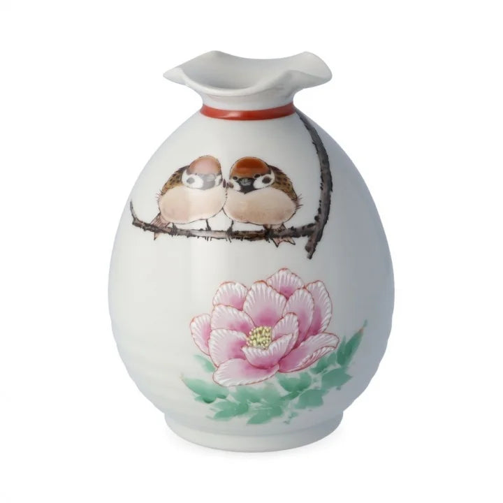 KUTANI JAPANESE SINGLE FLOWER VASE BOTAN NIJAKU-ZU / TOSHITO NAKAMURA