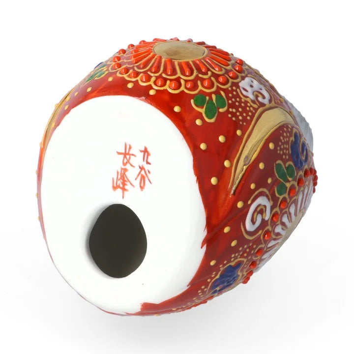 KUTANI WARE ROUND OWL FIGURINE RED MORI