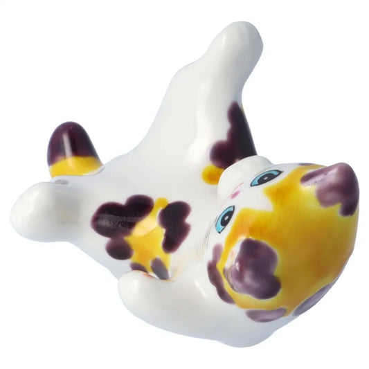 KUTANI WARE UPWARD-FACING CAT SHIKOU-YU