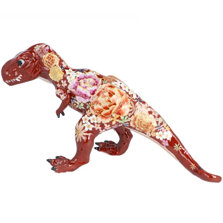 KUTANI WARE FIGURINE TYRANNOSAURUS AKA HANAZUME BY YUKIO NISHI
