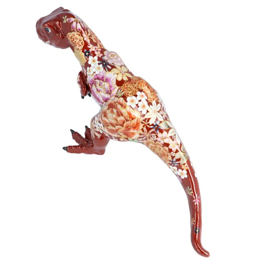 KUTANI WARE FIGURINE TYRANNOSAURUS AKA HANAZUME BY YUKIO NISHI