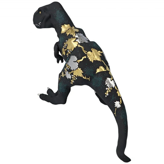 KUTANI WARE FIGURINE TYRANNOSAURUS SHIROGANEMORI GRAPE DESIGN AOCHIBU BY KINGYOKU NAKADA