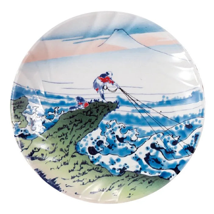 KUTANI WARE DECORATIVE PLATE HOKUSAI KŌSHŪ KAJIKAZAWA STYLE BIZAN KILN, JAPANESE CERAMIC ART