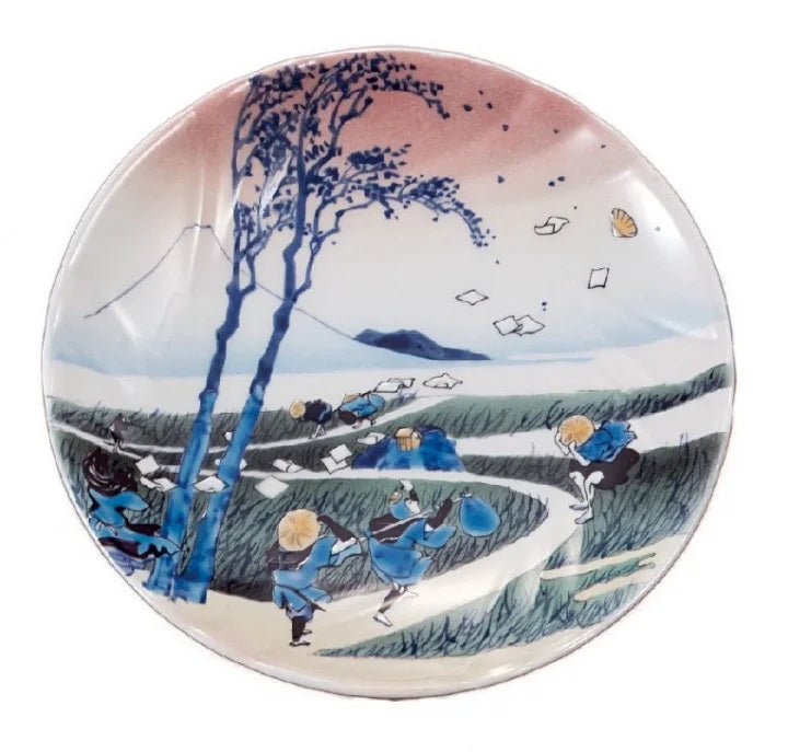 KUTANI WARE DECORATIVE PLATE HOKUSAI SUNSHŪ EJIRI STYLE BIZAN KILN, JAPANESE CERAMIC ART