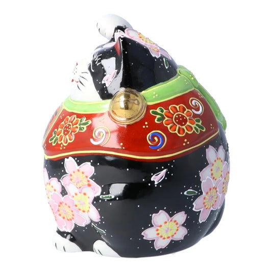 LUCKY CAT(FUKUFUKU MANEKI NEKO) BLACK SAKURA JAPAN KUTANI