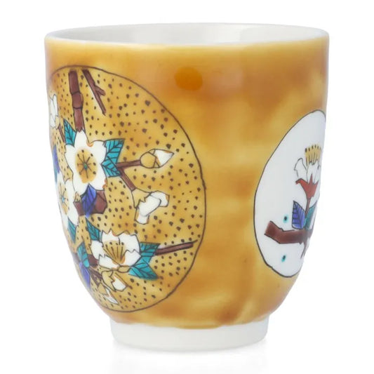 KUTANI WARE YUNOMI TEACUP – YOSHIDAYA STYLE SAKURA DESIGN BY TAISHI KILN