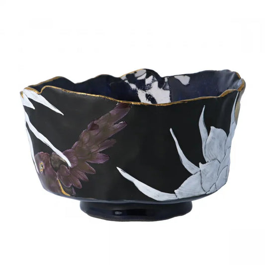 MATCHA BOWL CHAWAN KUTANI TSUKIHANA BISHIMA/SAORI YAMAURA