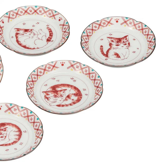 KUTANI WARE SMALL PLATE AKAE KONEKO