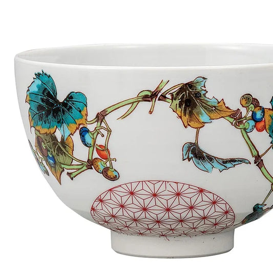 KUTANI WARE MATCHA BOWL – HANDCRAFTED JAPANESE TEA CEREMONY CHAWAN ‘WILD GRAPE