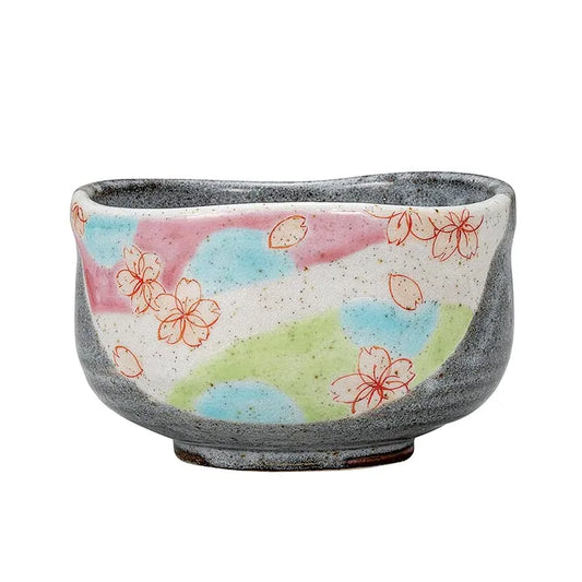 KUTANI WARE MATCHA BOWL – HANDCRAFTED JAPANESE TEA CEREMONY CHAWAN ‘FLOWER DANCE