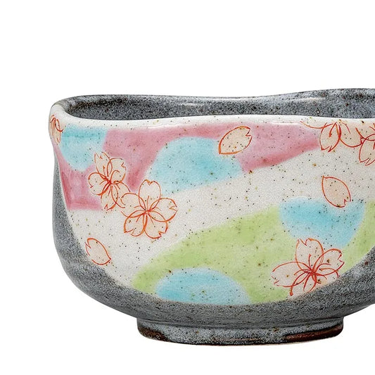 KUTANI WARE MATCHA BOWL – HANDCRAFTED JAPANESE TEA CEREMONY CHAWAN ‘FLOWER DANCE