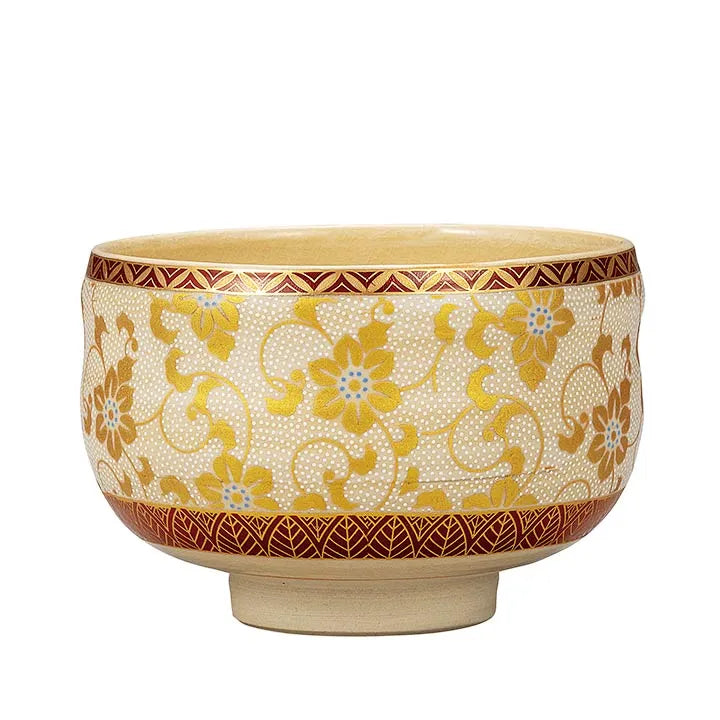 KUTANI WARE MATCHA BOWL CHAWAN SHIROCHIBU TESSEN