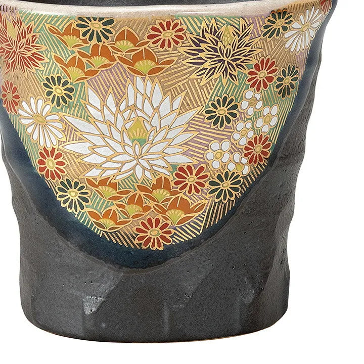 KUTANI WARE PAIR OF SHOCHU CUPS KIN HANAZUME