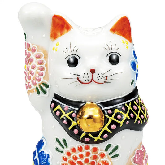 KUTANI WARE LUCKY CAT(MANEKI NEKO) LUXURIOUS FLORAL PATTERN
