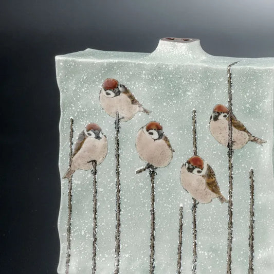 JAPANESE HENKO VASE KUTANI SILVER BLOSSOM/ TOSHITO NAKAMURA