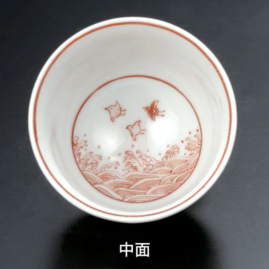 KUTANI WARE AKAE-SAIBYO WAVE & PLOVERS DESIGN / REIKO FUKUSHIMA