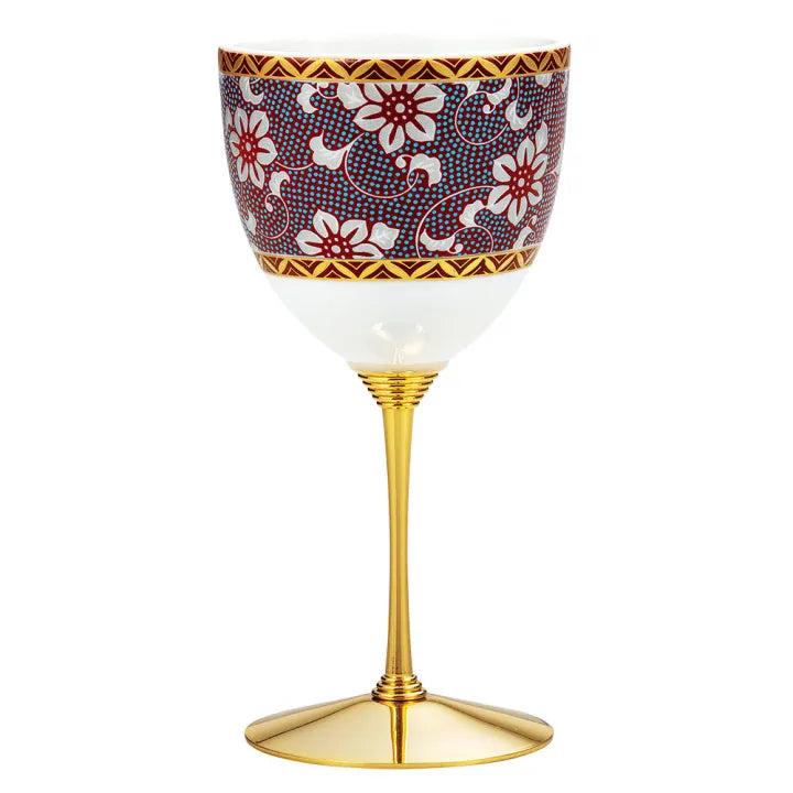 JAPANESE KUTANI PORCELAIN WINE CUP – CLEMATIS DESIGN
