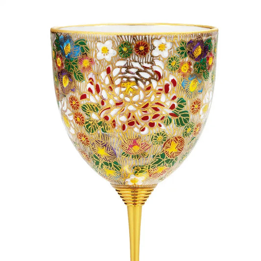 KUTANI WARE PAIR WINE CUPS – KIN HANAZUME (GOLD FLOWER PATTERN)