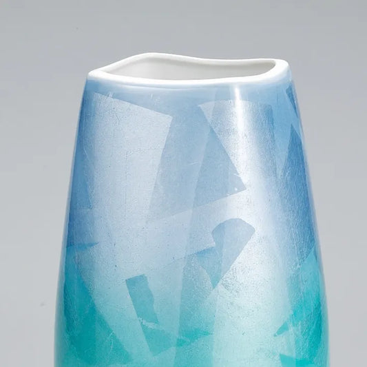 KUTANI SILVER-GLAZED VASE – HANDCRAFTED JAPANESE ART PIECE (GIFT BOX)