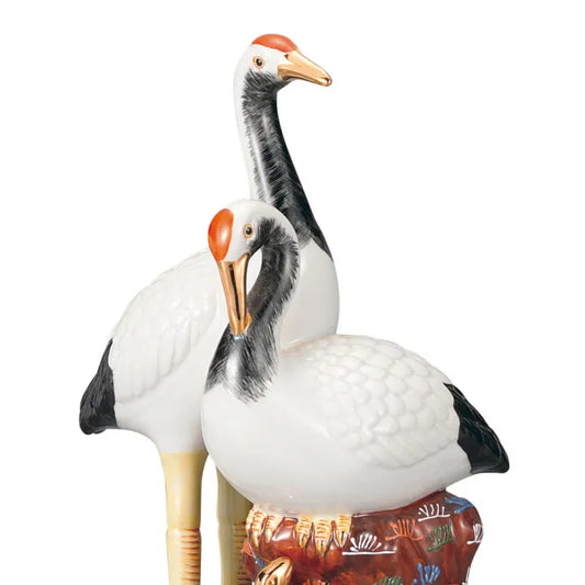 KUTANI CRANE AND TURTLE ORNAMENT – MORIE RAISED-PAINTING DESIGN