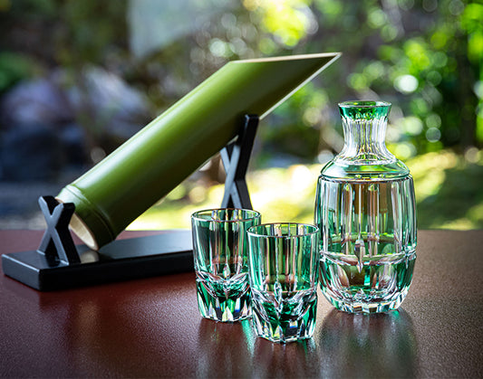 Sake Barware, Edo Kiriko “Bamboo Stem Series”