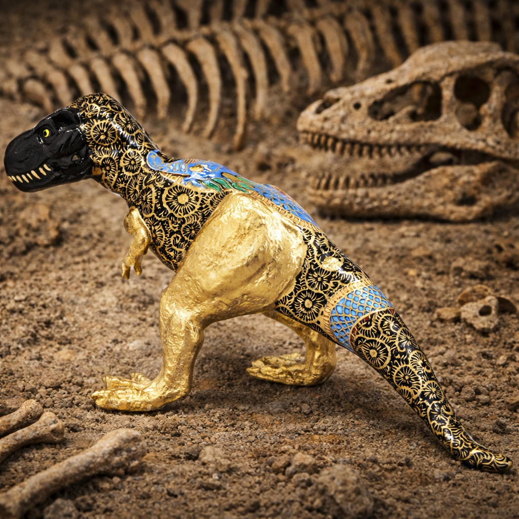 KUTANI WARE FIGURINE TYRANNOSAURUS DRAGON BY TOSHIFUMI TAKA