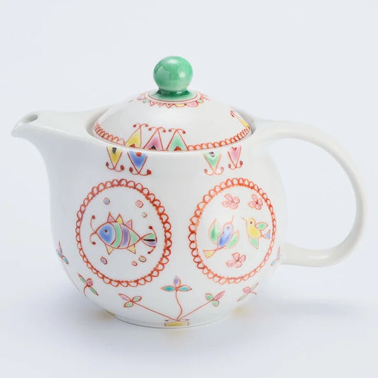 KUTANI WARE ROUND POT(ROUND CREST) /GINSYUU KILN