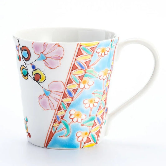 KUTANI WARE MUG FLOWER TAPESTRY /GINSYUU KLIN