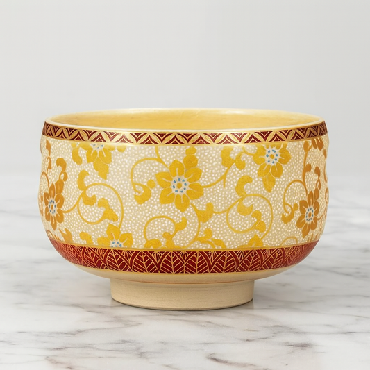 KUTANI WARE MATCHA BOWL CHAWAN SHIROCHIBU TESSEN