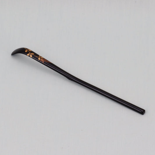 WAJIMA LACQUERWARE CHASHAKU HAGI MAKIE DESIGN, TRADITIONAL JAPANESE TEA CEREMONY SPOON